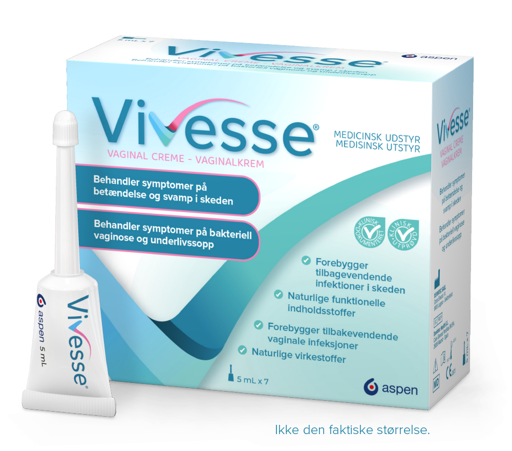 Vivesse Vaginalcreme behandler symptomer på bakteriel vaginose og skedesvampog.